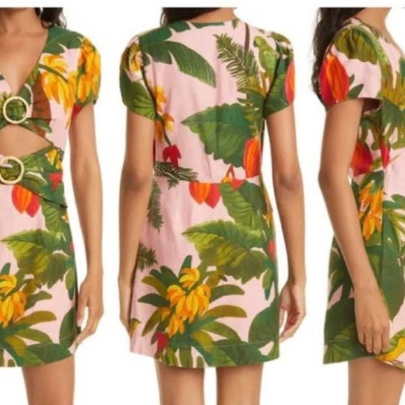 NWT 💕🌴 FARM RIO Pink Cocoa Forest Mini Dress - Picture 5 of 7